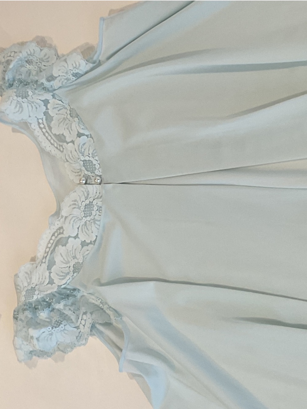SHADOWLINE Lace-Trim Blue Women's Sleep Chemise Robe - Picture 7 of 12
